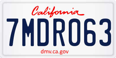 CA license plate 7MDR063