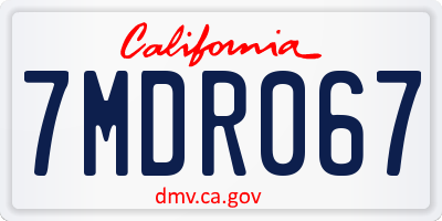 CA license plate 7MDR067