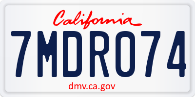 CA license plate 7MDR074