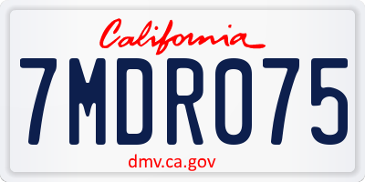 CA license plate 7MDR075
