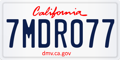 CA license plate 7MDR077