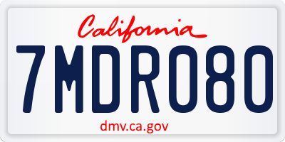CA license plate 7MDR080