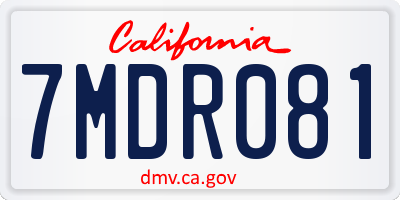 CA license plate 7MDR081