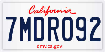 CA license plate 7MDR092