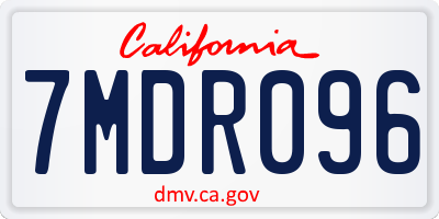 CA license plate 7MDR096