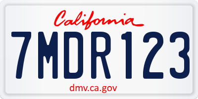 CA license plate 7MDR123