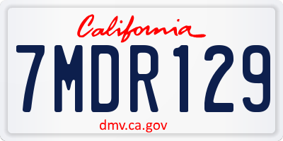 CA license plate 7MDR129