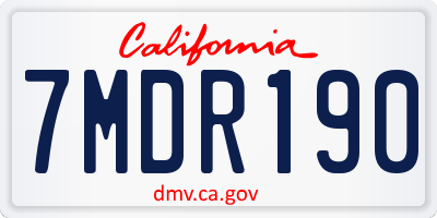CA license plate 7MDR190