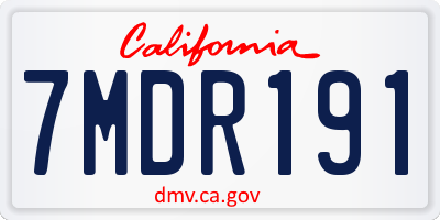 CA license plate 7MDR191