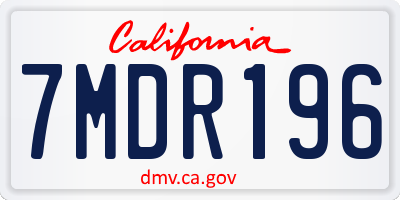 CA license plate 7MDR196