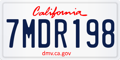 CA license plate 7MDR198