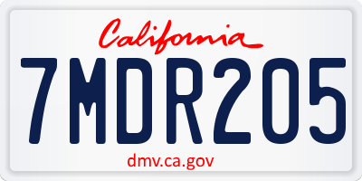 CA license plate 7MDR205