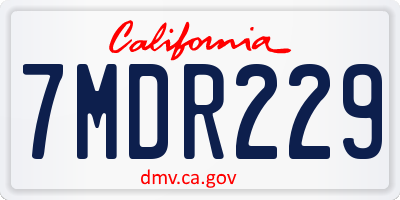 CA license plate 7MDR229