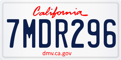 CA license plate 7MDR296