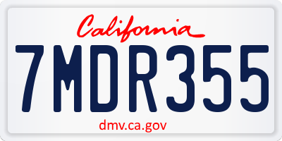 CA license plate 7MDR355