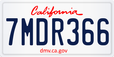 CA license plate 7MDR366