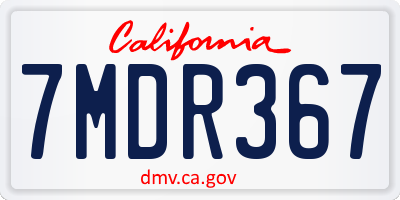 CA license plate 7MDR367