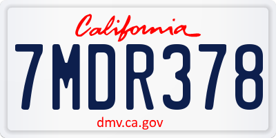 CA license plate 7MDR378