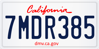 CA license plate 7MDR385
