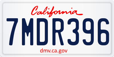 CA license plate 7MDR396