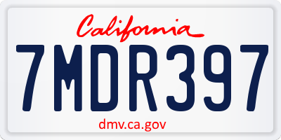 CA license plate 7MDR397
