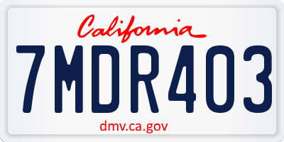 CA license plate 7MDR403