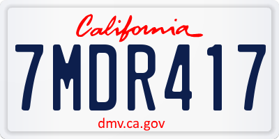 CA license plate 7MDR417
