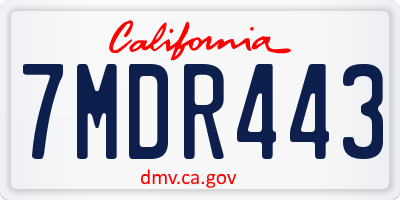 CA license plate 7MDR443