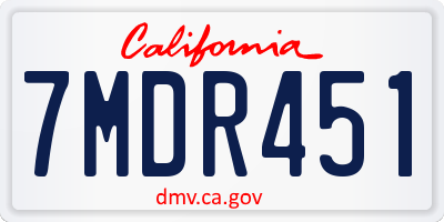 CA license plate 7MDR451