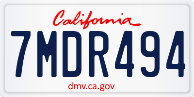 CA license plate 7MDR494