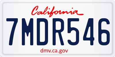 CA license plate 7MDR546