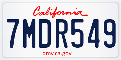 CA license plate 7MDR549