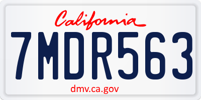 CA license plate 7MDR563