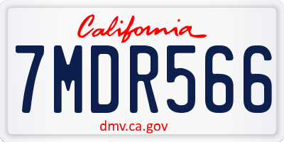 CA license plate 7MDR566