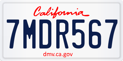 CA license plate 7MDR567