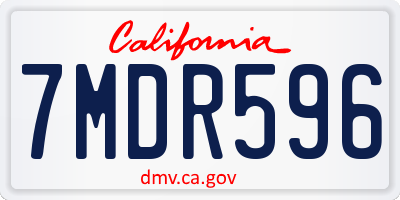 CA license plate 7MDR596