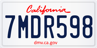 CA license plate 7MDR598