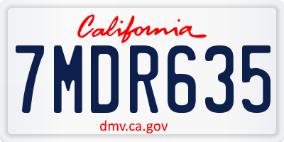 CA license plate 7MDR635
