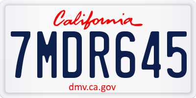 CA license plate 7MDR645