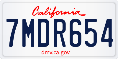 CA license plate 7MDR654