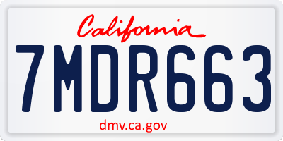CA license plate 7MDR663