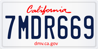 CA license plate 7MDR669