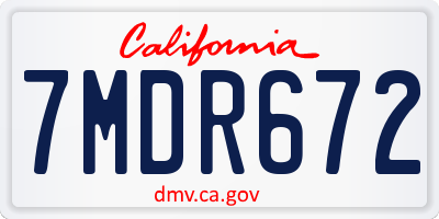 CA license plate 7MDR672