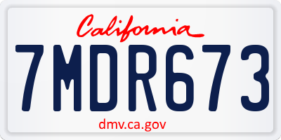 CA license plate 7MDR673