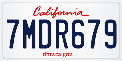 CA license plate 7MDR679