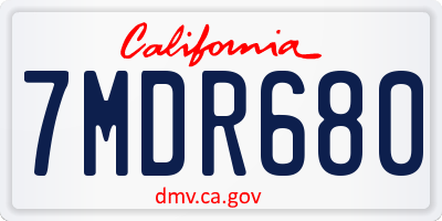 CA license plate 7MDR680