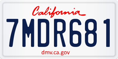 CA license plate 7MDR681