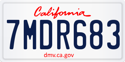 CA license plate 7MDR683