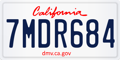 CA license plate 7MDR684