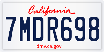 CA license plate 7MDR698